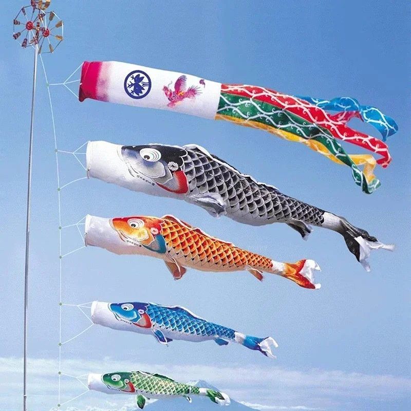 Cometa de juguete con bandera de pez para niños, calcetines de viento de carpa Koi Nobori coloridos, juguetes colgantes para exteriores, 40/70/100CM, nuevo estilo