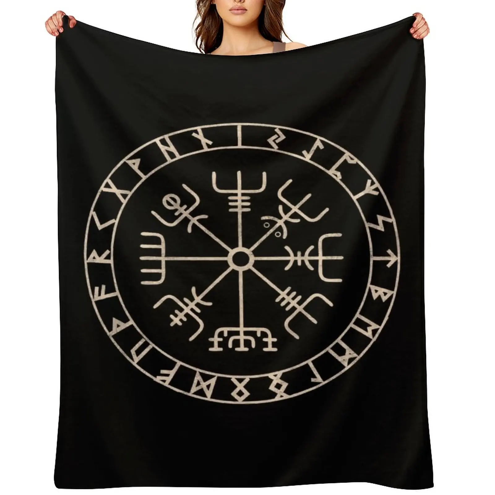 

Runic Viking Compass Vegvisir Celtic Throw Blanket Multi-Purpose Baby Bed linens Sofa Throw Blankets