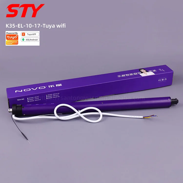 

NOVO K35-EL-10-17 Радио Tuya Wi-Fi Моторизованные рулонные шторы Умный дом Роликовые жалюзи 34 мм Трубчатый двигатель