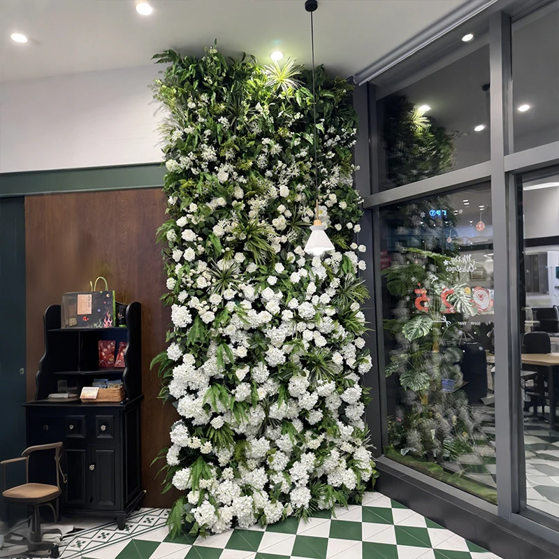 Simulation plant flower wall three-dimensional wall green plant decoration store photo clock in live broadcast background wall