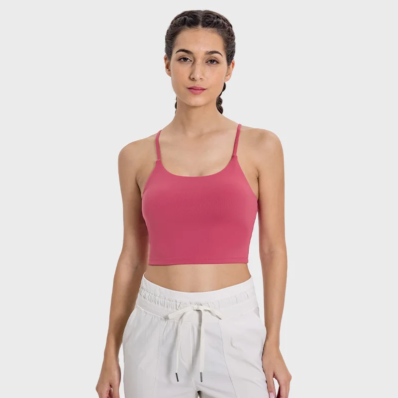 Sujetador deportivo de realce para mujer, ropa interior fija con almohadilla para Yoga, Tops deportivos, chaleco transpirable para correr, ropa de gimnasio