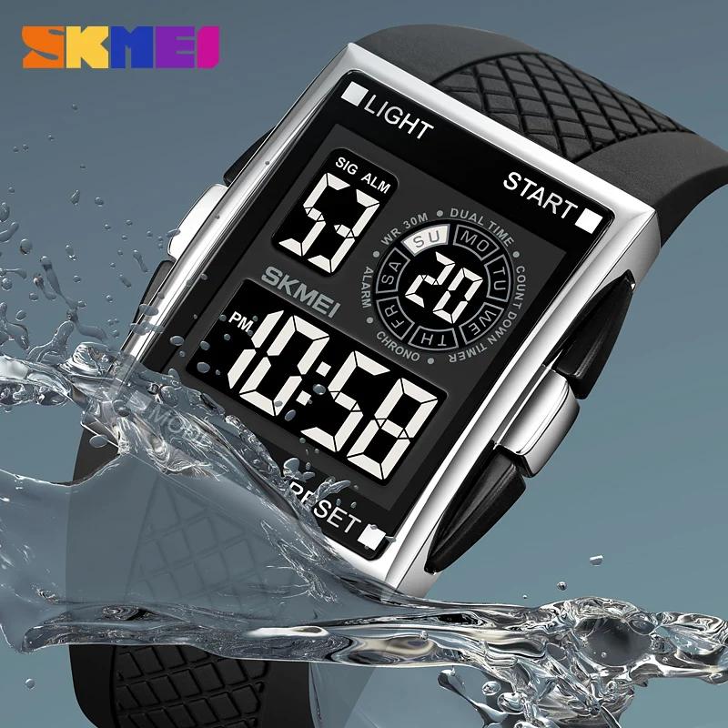 Luxury 2Time Digital Watch Fashion Brand SKMEI Men\'s Watches Outdoor Stopwatch Led Light Electronic Clock Life Waterproof Reloj