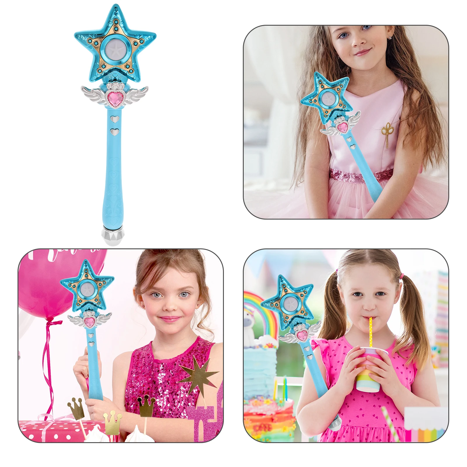 عصا الموسيقى المضيئة للأطفال البنات ستار الجنية توهج عصا مع أضواء LED الموسيقى التظاهر اللعب حفلة لصالح زي الهالوين #1