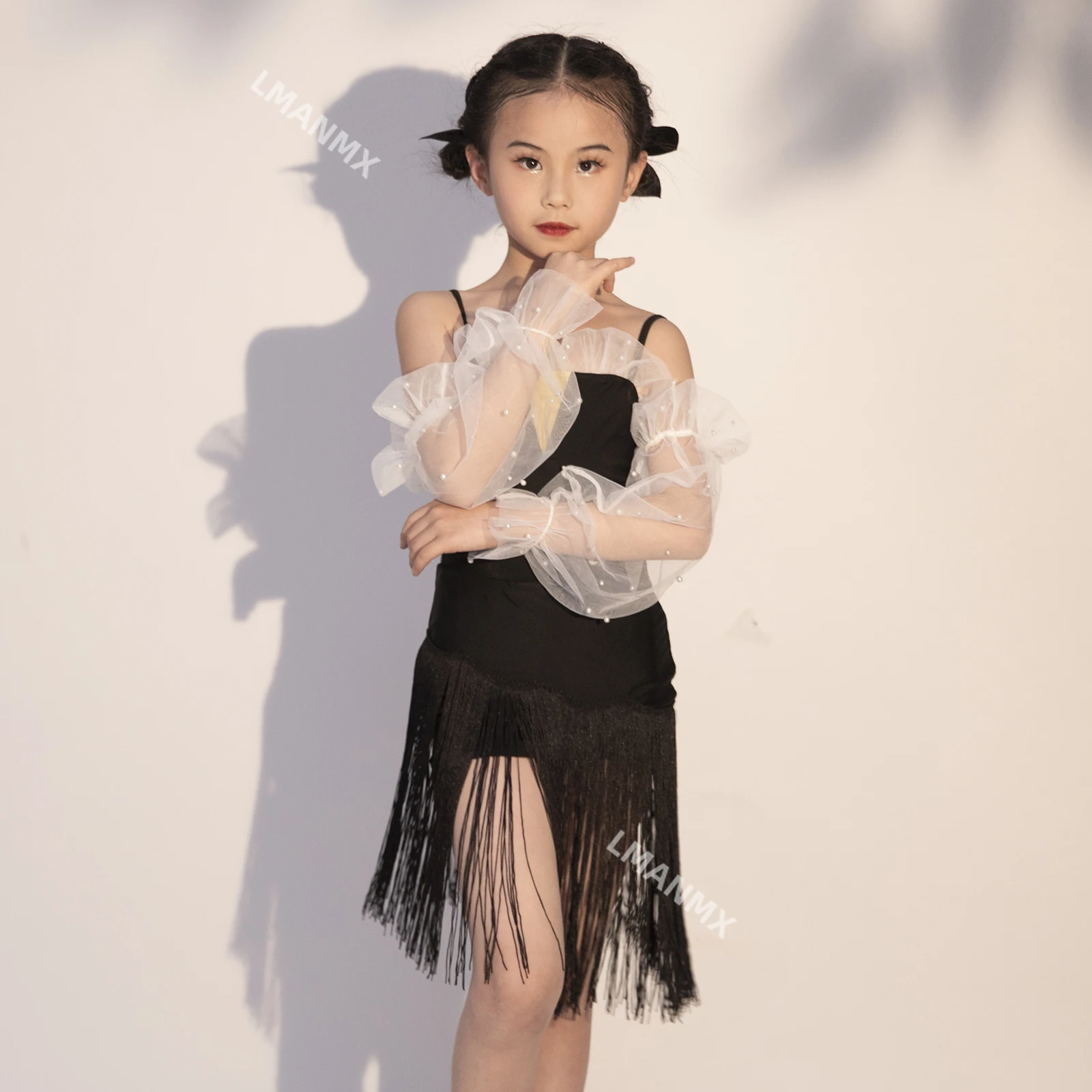 New Latin Dance Dress Set for 2024 Autumn and Winter Girls' Practice and Children's Art Exam Performance Dance Dress Set