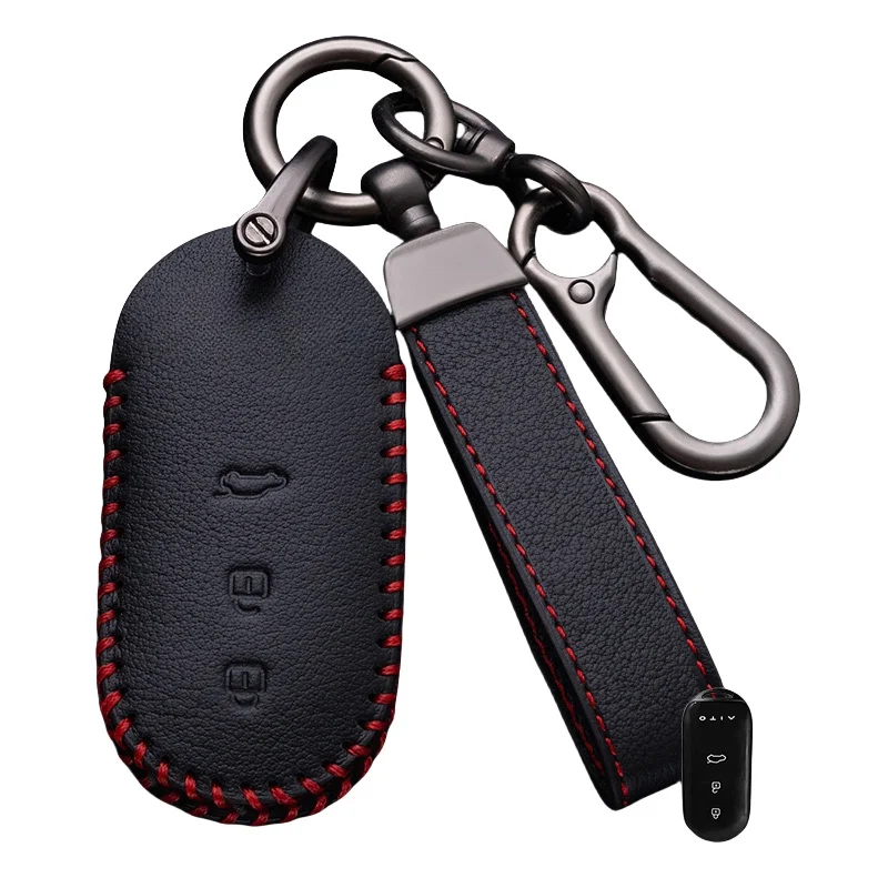 

Fashion Leather Car Smart Key Case Cover for Aito M5 M7 2022 3 Buttons Remote Protection Shell Keychain Auto Accessories