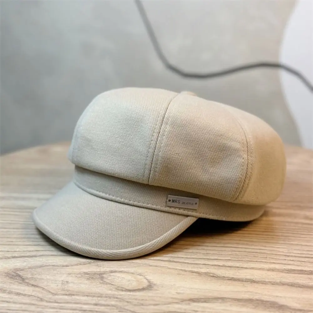 แฟชั่นหมวก Berets อบอุ่นหมวกสีทึบหมวกแปดเหลี่ยมหรูหรานุ่ม Retro หญิงหมวกฤดูหนาว