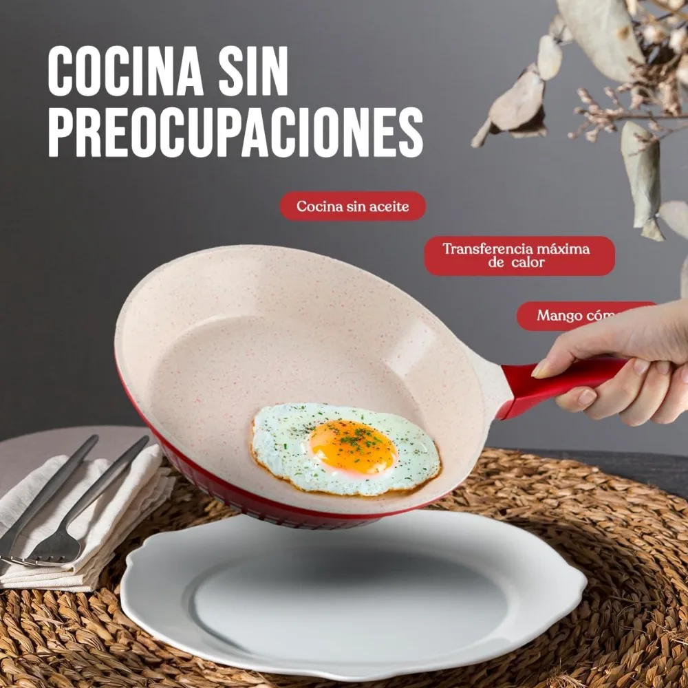 طقم أواني طهي غير لاصقة مكون من 13 قطعة من الرخام الأحمر مع تقنية Kochstelle #6