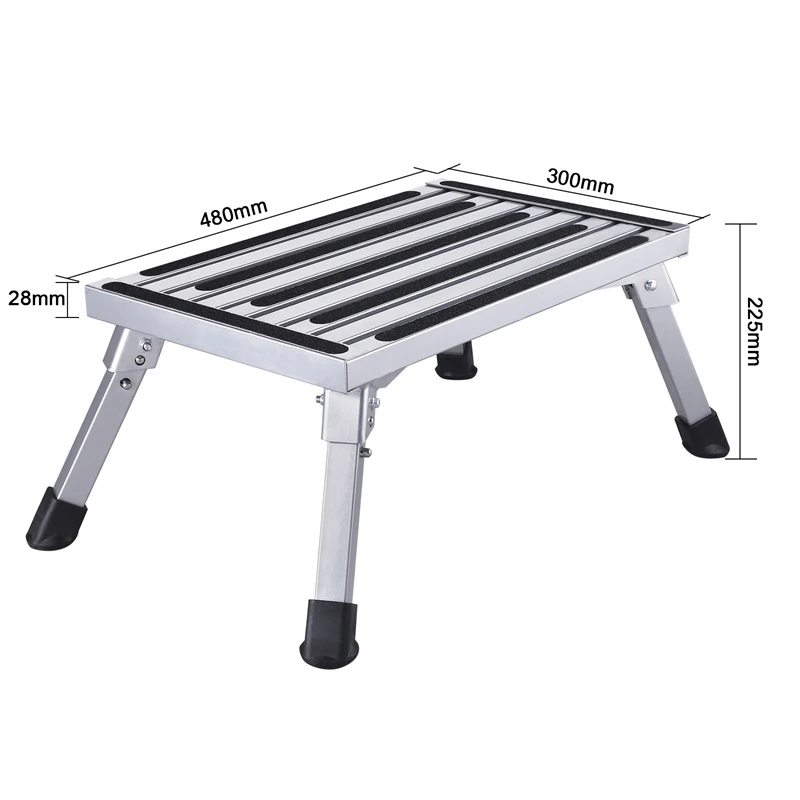 RV Platform Step Stool Adjustable Height Aluminum Folding For Home GarageTruck Or Van Supports Up To 1000lbs Caravan Accessories