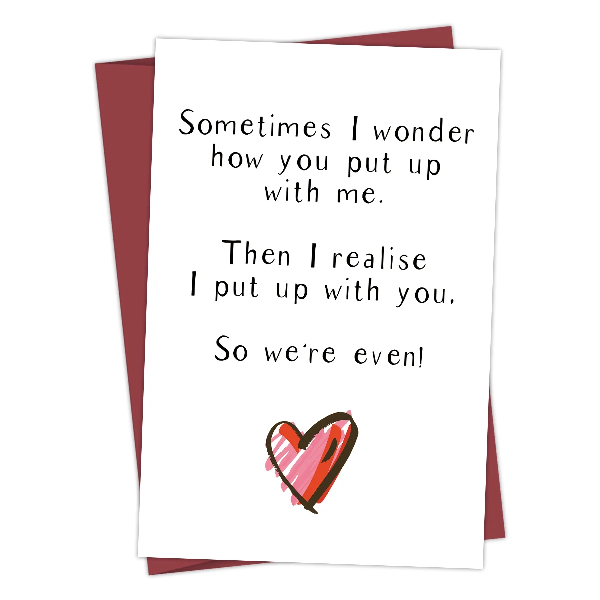 1pcs Funny Wedding Anniversary Card,Heartful Birthday Cards For Him Her,We Put Up With Each Other, Love Card For Husband Wife