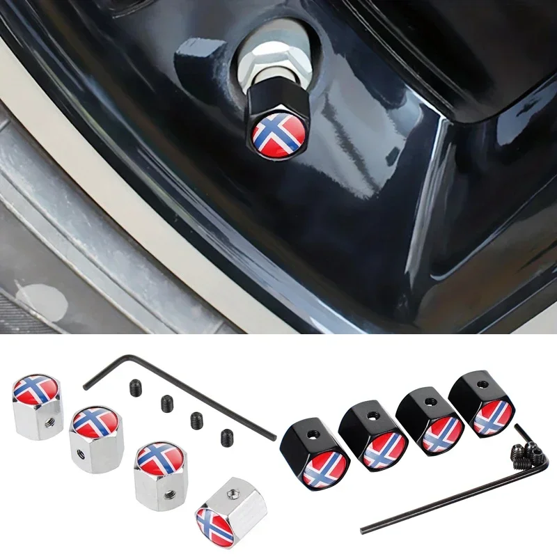 4PCS Norse Flag Car Wheel Air Covers Car Air Valve Stem Caps for Ford Dodge Honda BMW Toyota Audi Nissan Subaru Mazda Volvo VW