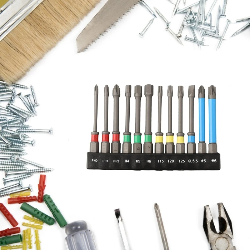 12 Cái Đa chức năng 65mm Tuốc nơ vít Lắp ráp mũi khoan từ tính