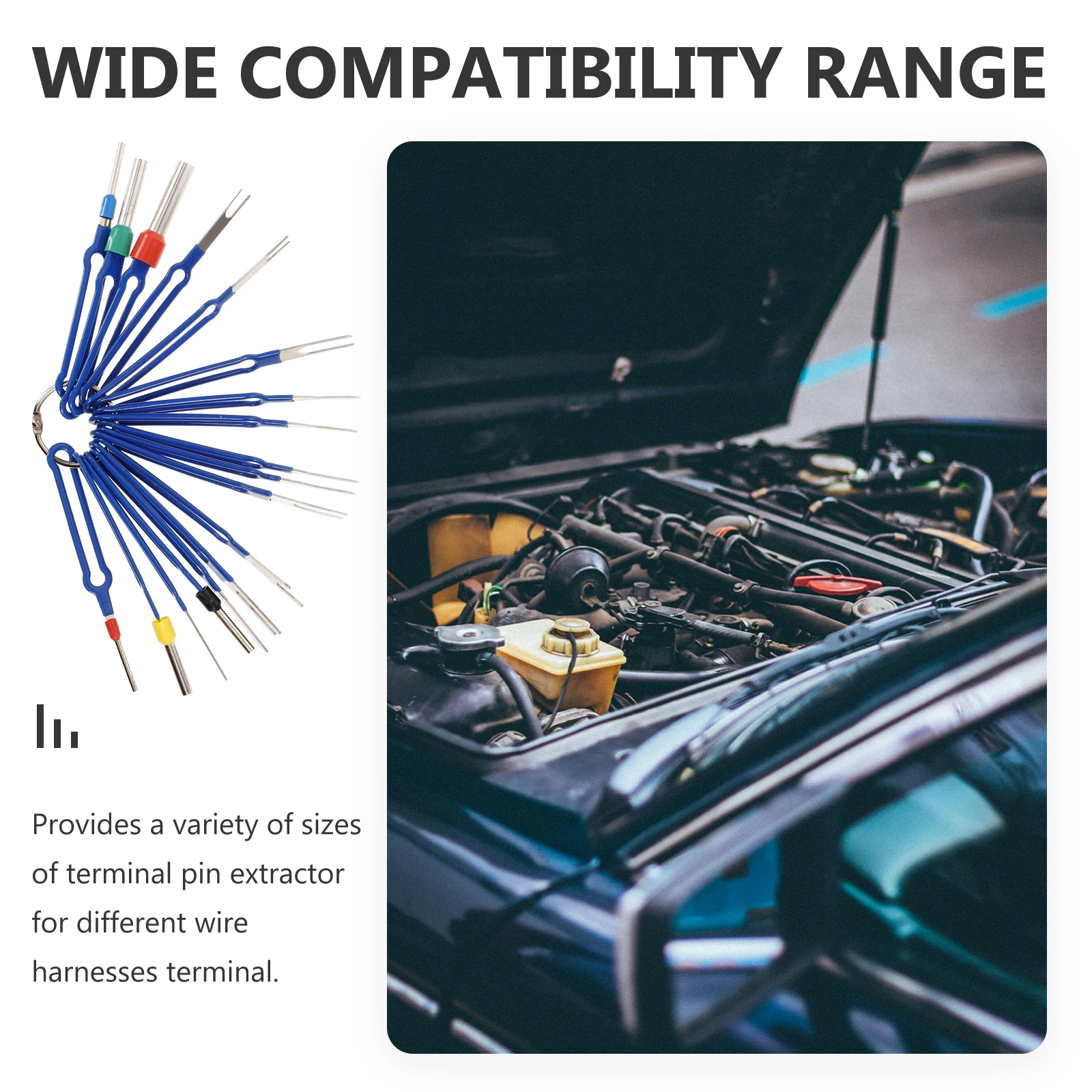 18-delige auto-aansluitklemmen demontage- en verwijderingsgereedschapset, elektrische connector-pen-uitnemer, gereedschap voor het verwijderen van elektrische aansluitklemmen