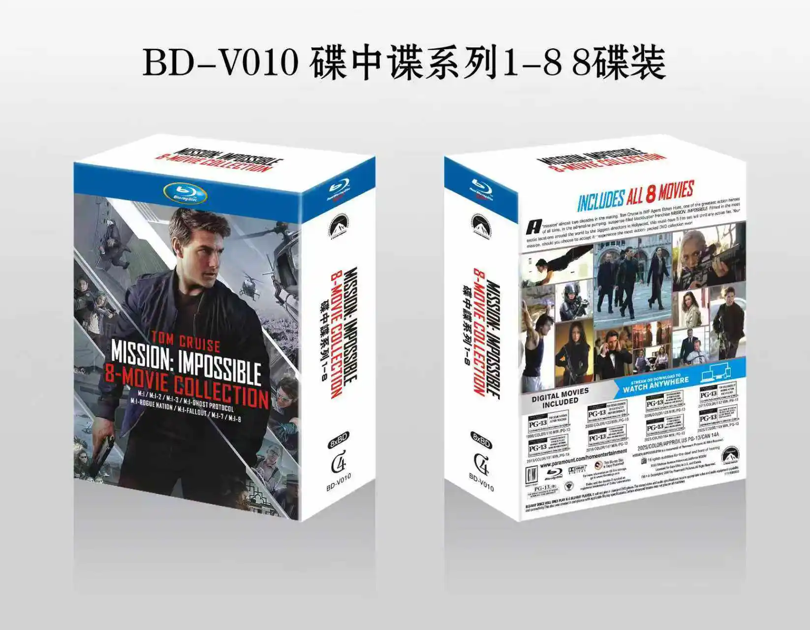 

Brand New BD Blu-ray High Definition Mission: Impossible Series Volumes 1–8 English Audio with Chinese Subtitles