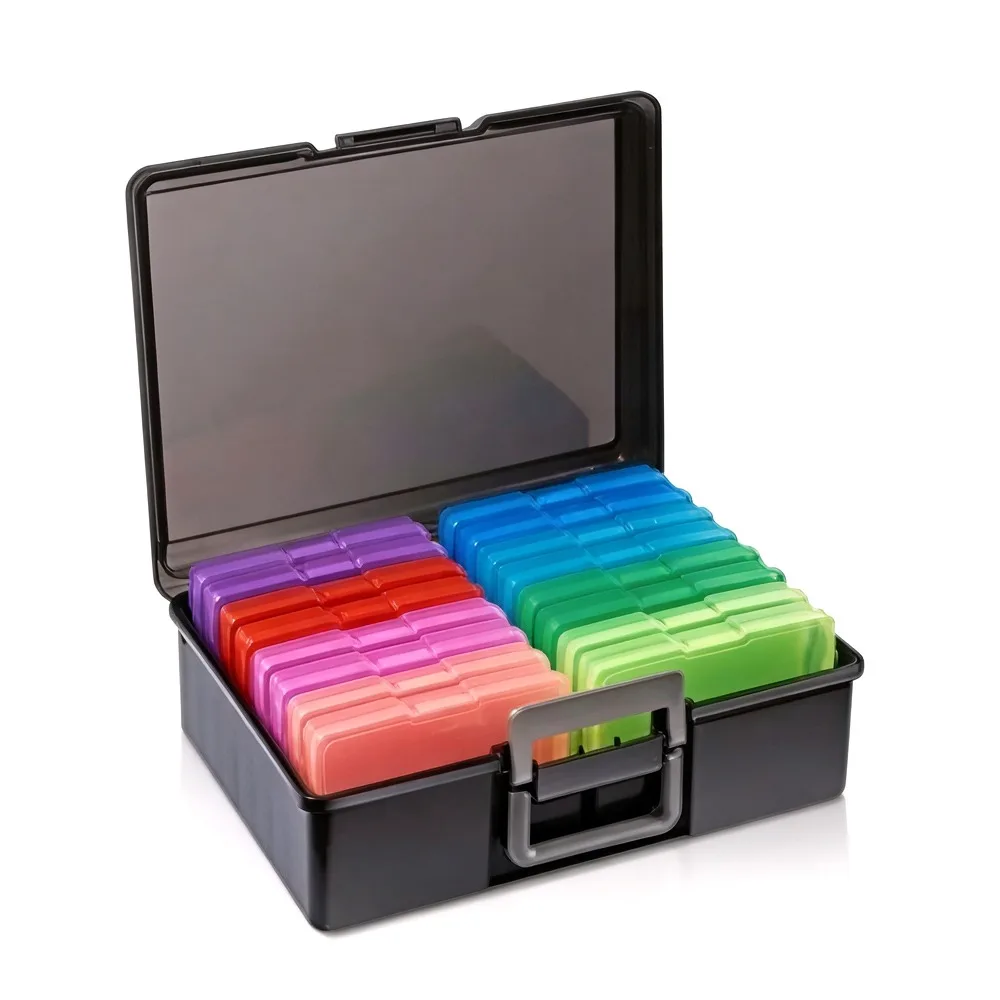 

Органайзер для фотографий 5x7 дюймов и 4x6 дюймов, прозрачный, с откидной крышкой, пластиковый, с ручкой