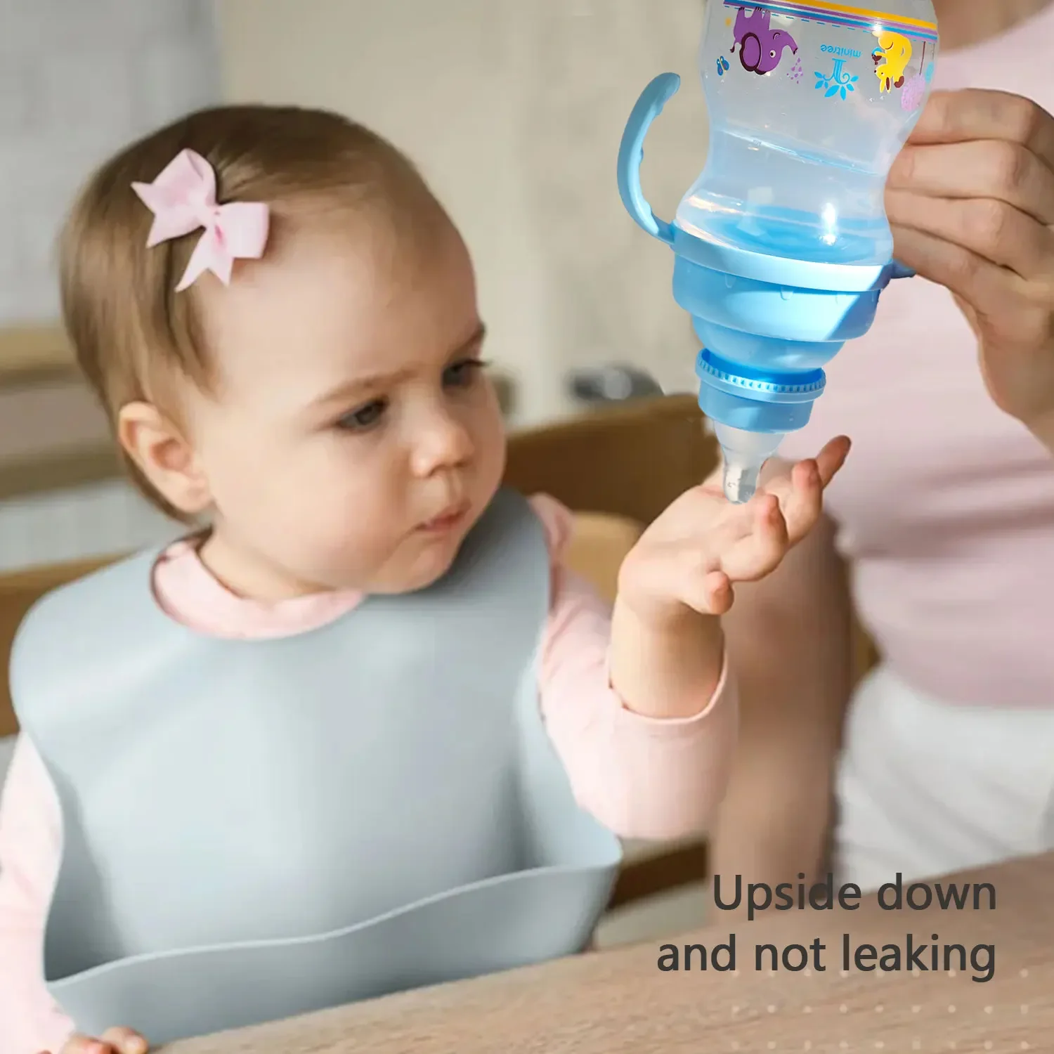 1 szt. Butelka dla niemowląt z materiału PP zapobiegająca zadławieniu i przeciwdziałająca gazowaniu, 350 ml - kubek ze słomką i uchwytami (różowy/niebieski opcjonalnie) Prezent dla niemowlaka