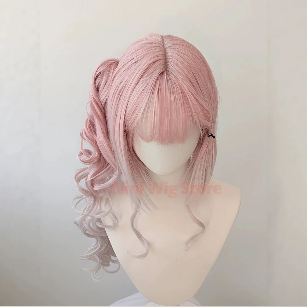 Pink White Gradient Wig Women's Lolita Wig Detachable Double Ponytails for Women Cosplay Daily Party Halloween Heat Resistant