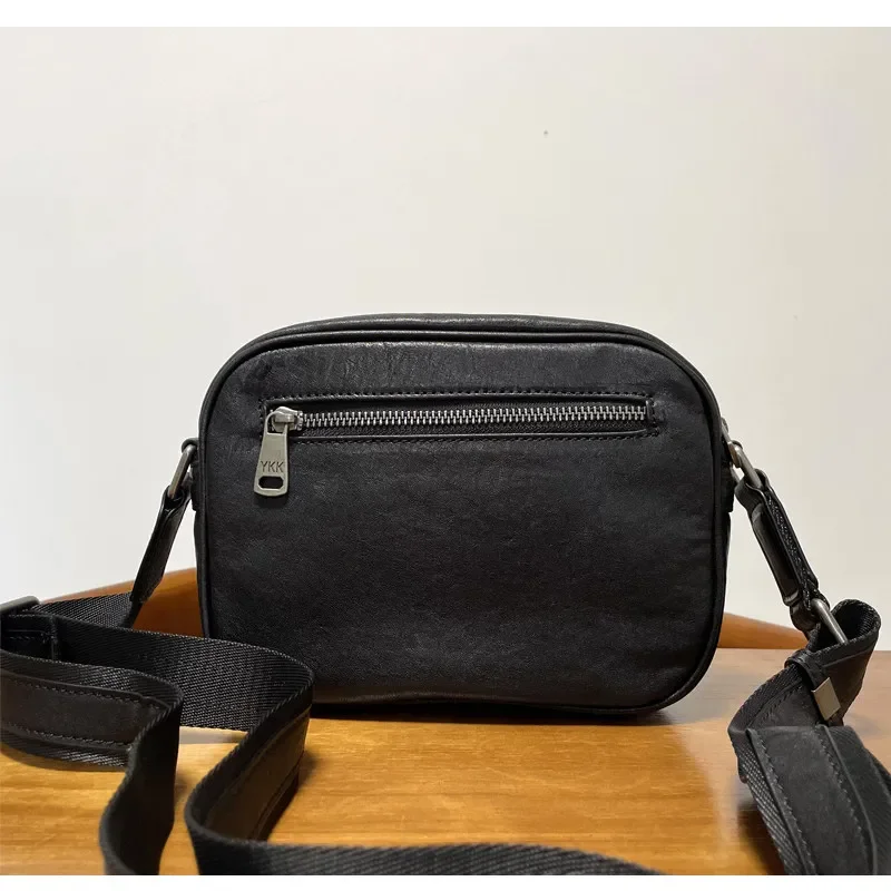 Vegetable tanned cowhide men's leather casual bag summer mobile phone oblique span bag