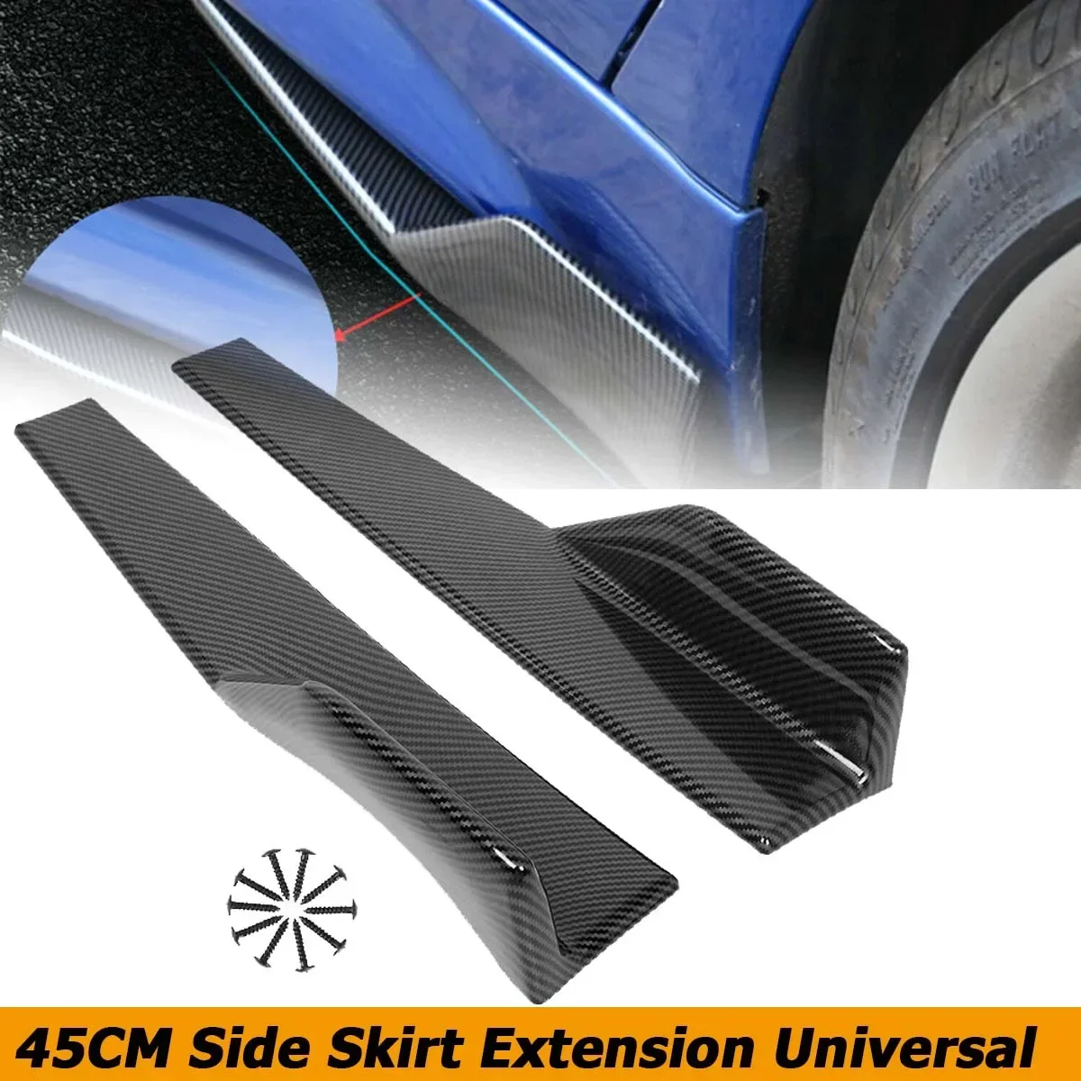 2PCS Universal For Ford Mustang GT Shelby GT500 2000-2022 Side Skirt Cover Fender Protector Body Kit Spoiler Lip Car Accessories