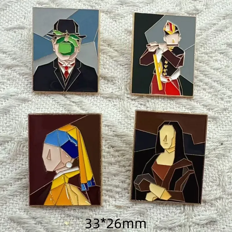 4pcs Scream Enamel Pins Van Gogh Sunflower Oil Painting Brooch Badges Backpack Lapel Art Jewelry Gift for Friend Wholesale