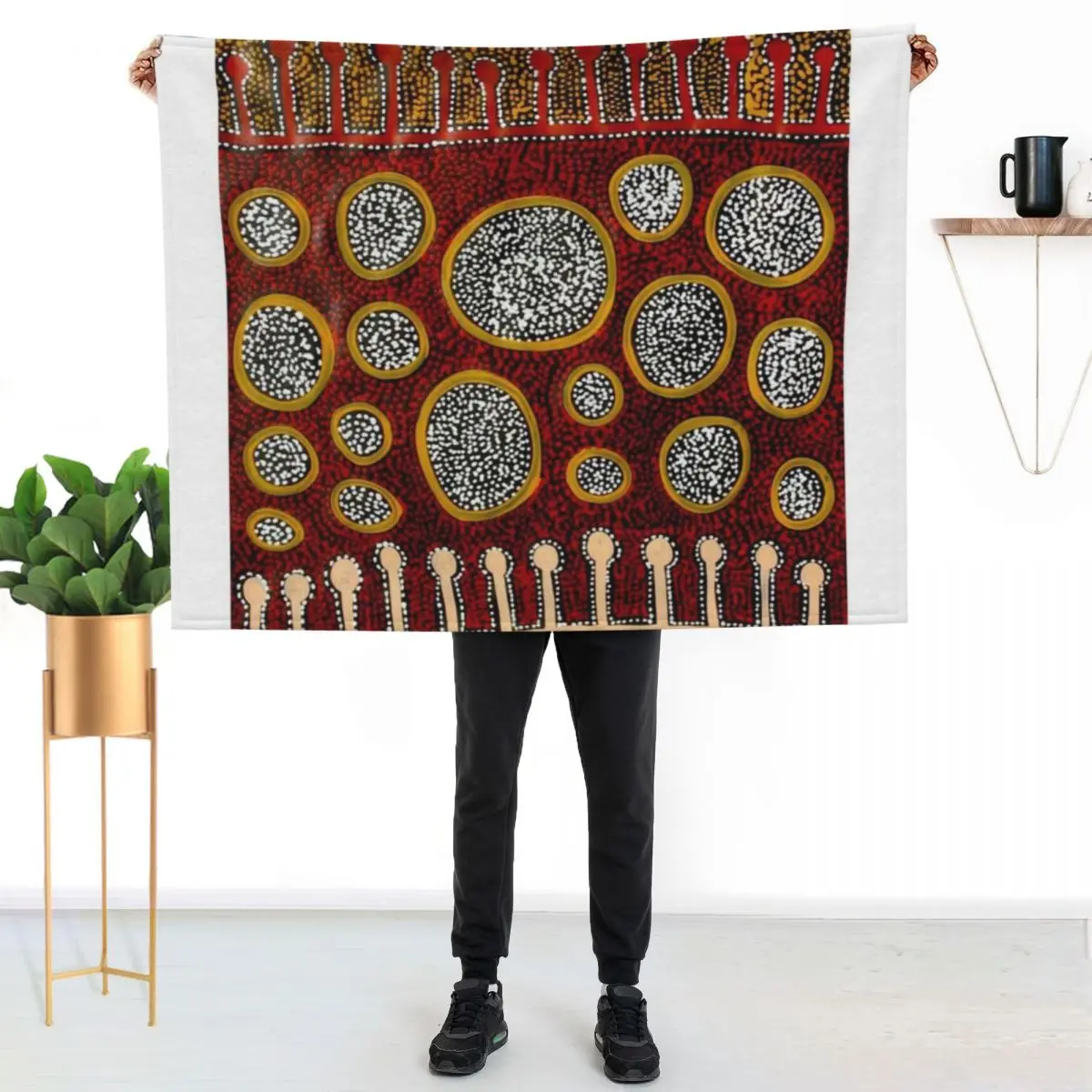 

Australian aboriginal art Throw Blanket Men's Soft Warm Throw Blanket for Couch