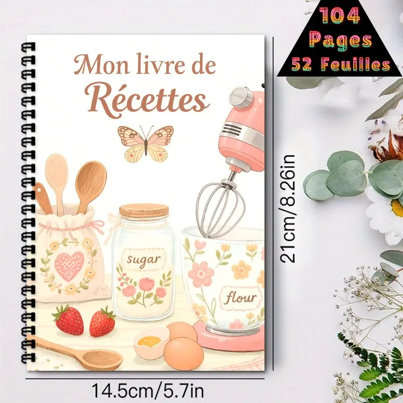 Interesting French recipe book, personal blank recipe manual, kitchen planning tool suitable for home chefs, cooking diary