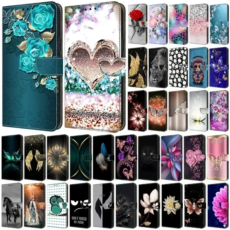 For Motorola Moto G84 G54 5G Case Printed Pattern Leather Wallet Flip Book Cover on for Moto G84 G54 G14 Phone Case Coque Fundas