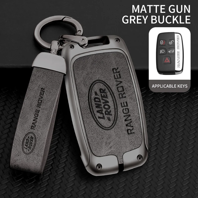 

Zinc Alloy Leather Car Key Case Cover Protection Keychian Shell For Land Rover A9 Range Rover Sport Evoque Freelander Discovery