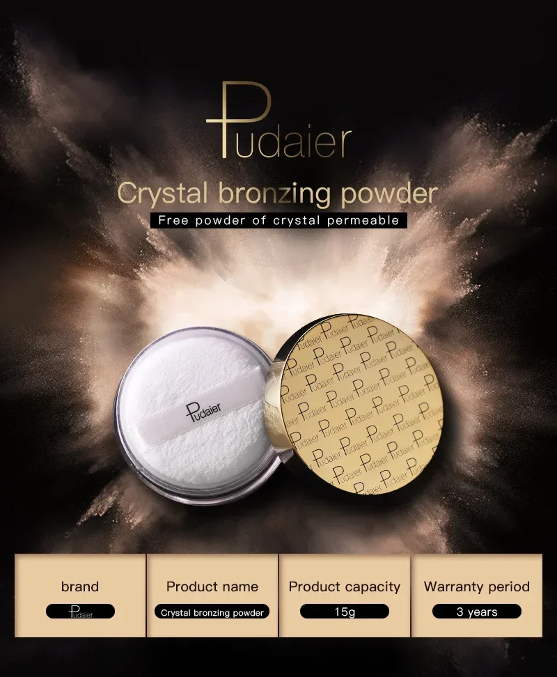 Pudaier-Poudre de contrôle d'huile pour le visage, cosmétiques de maquillage imperméables, longue durée, couverture complète, réglage compact, 8 couleurs