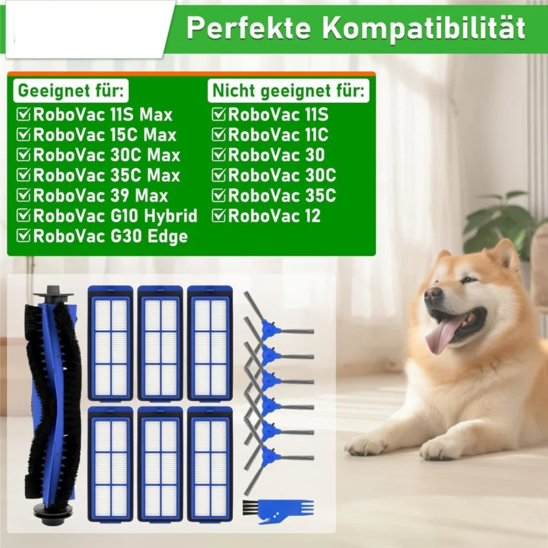 【مشعبية】مجموعة قطع غيار للمكنسة الكهربائية الروبوتية الهجينة Eufy Robovac 11S Max و15C Max و30C Max وG30 Edge وG10