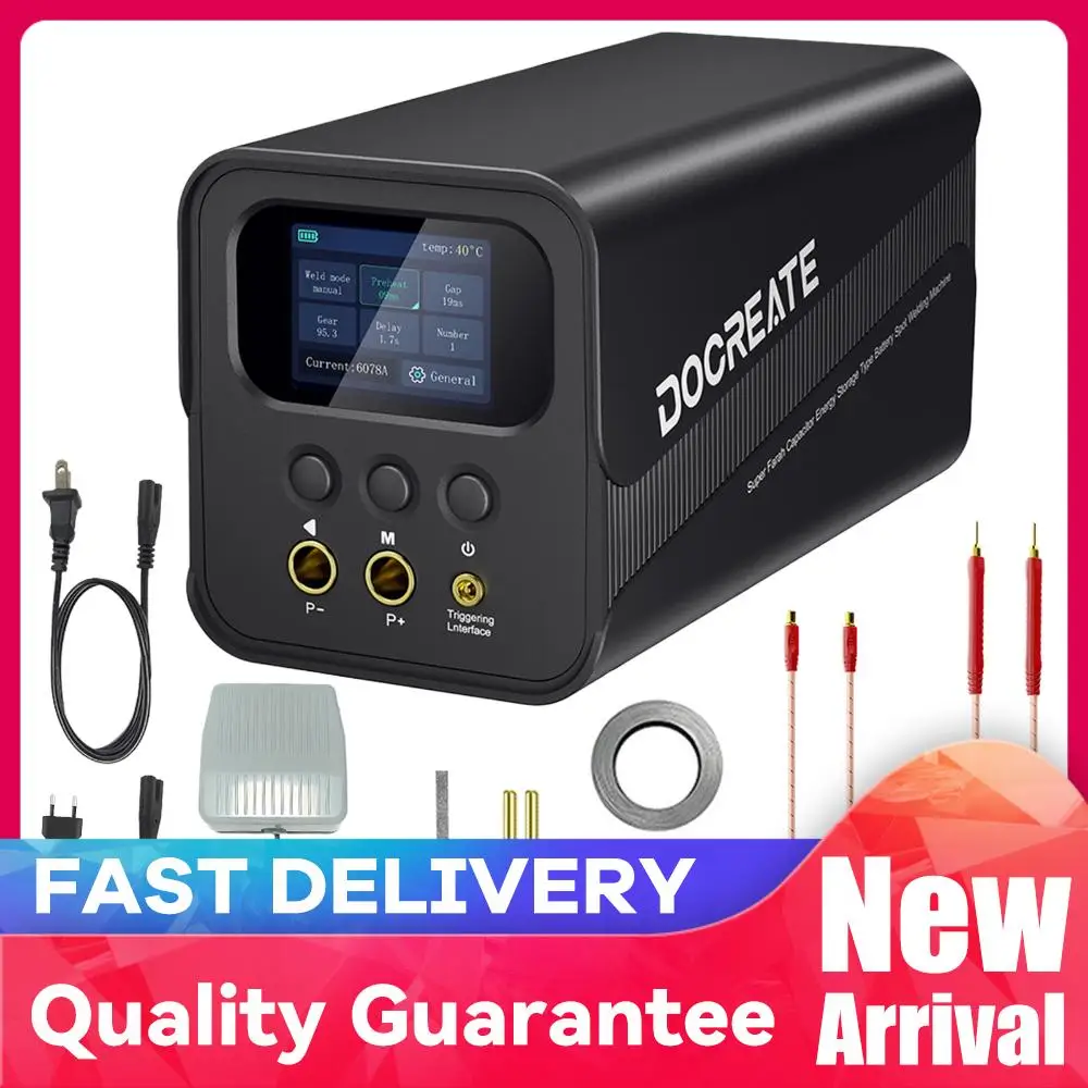 

SK-10P Super Capacitor Spot Welder With 2.0" Color Display 99 Gear Adjustment for 18650 Battery Nickel Strip Welding DIY Repair