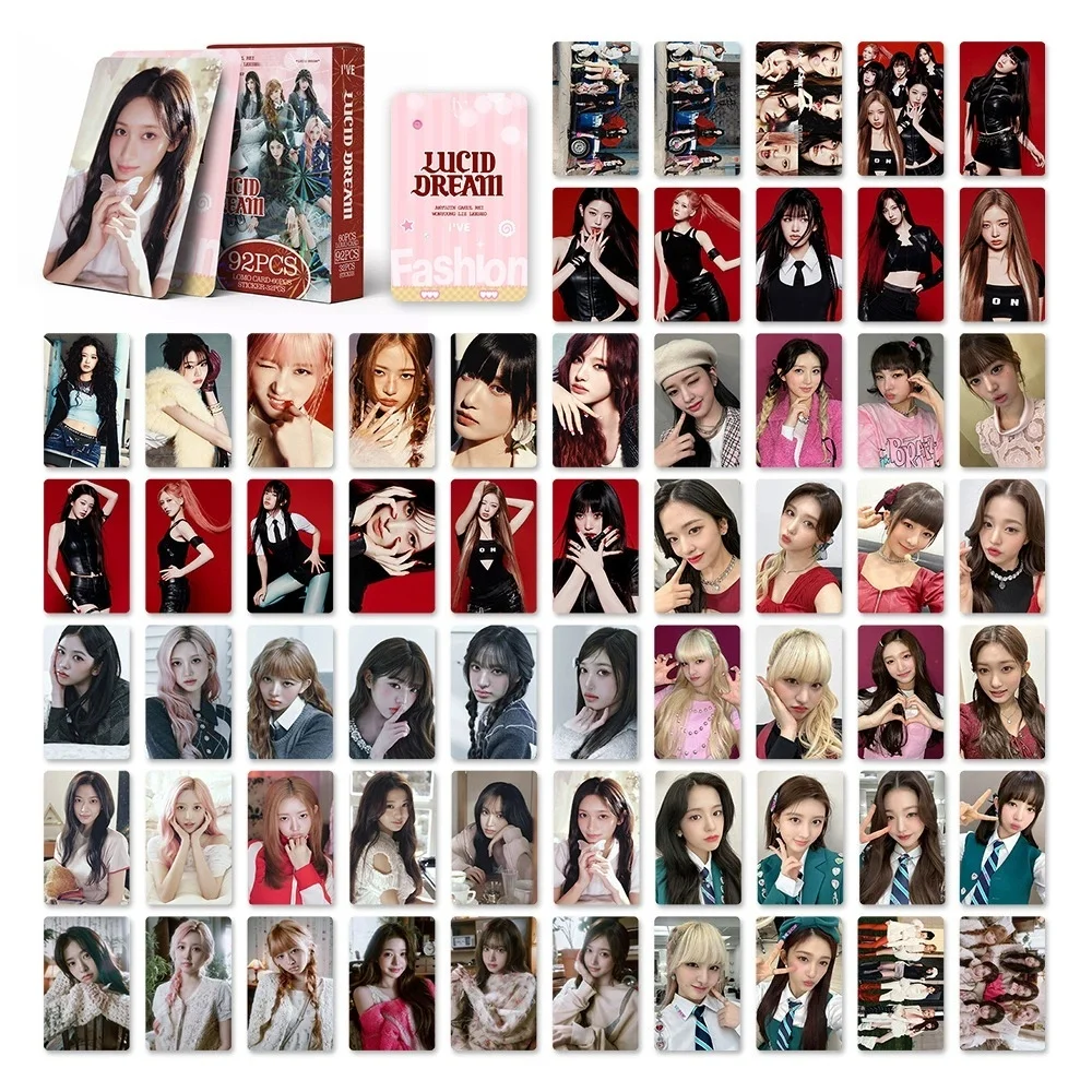 55PCS92PCS New Albums Girl Group LUCID DREAM Merch Photo Cards Star Stickers LOMO Cards Fans Collection Postcards Gift