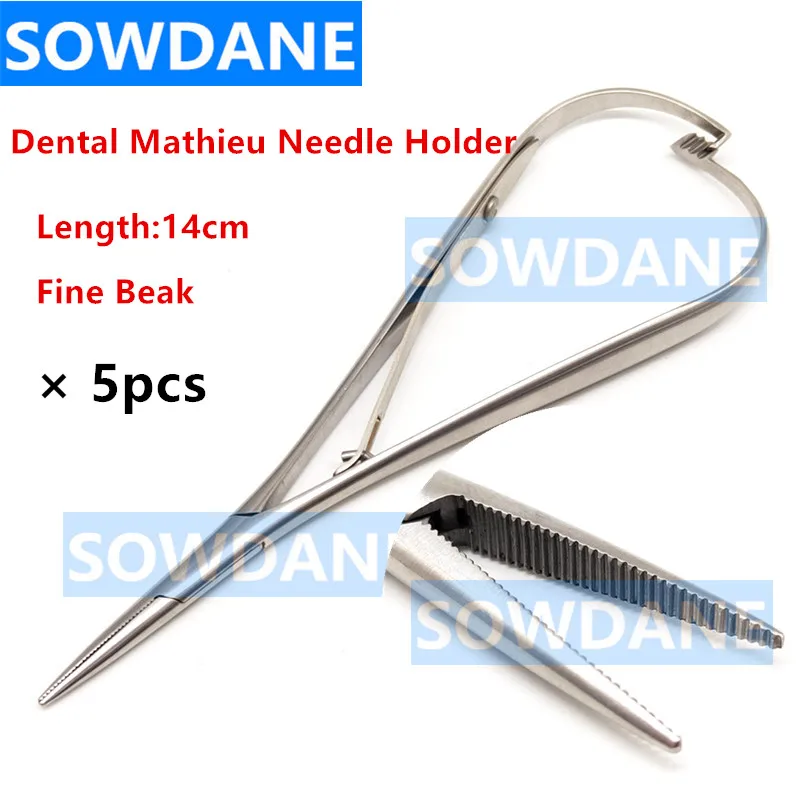 5pcs Dental Orthodontic Mathieu Needle Holder Elastic Placement Standard 14cm Fine Beak Dental Lab Tool