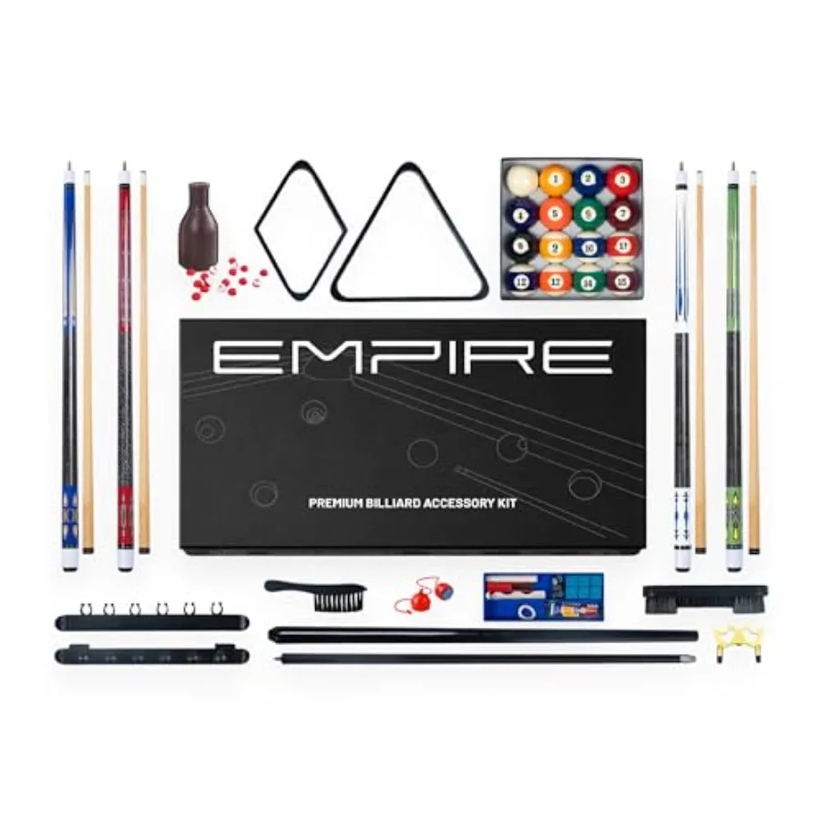 

Pool Table Accessories Set 32 Piece Billiard Kit with Cue Sticks Ball Set Triangle Rack Cue Rack and Game Room Equipment
