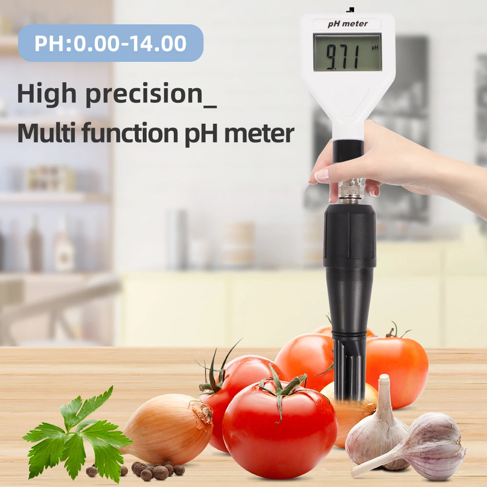 

Multipurpose pH Meter Digital Acidity Meter PH-98211 pH Tester Soil Meter Tester with White Backlight for Cheese Meat Soil 40%