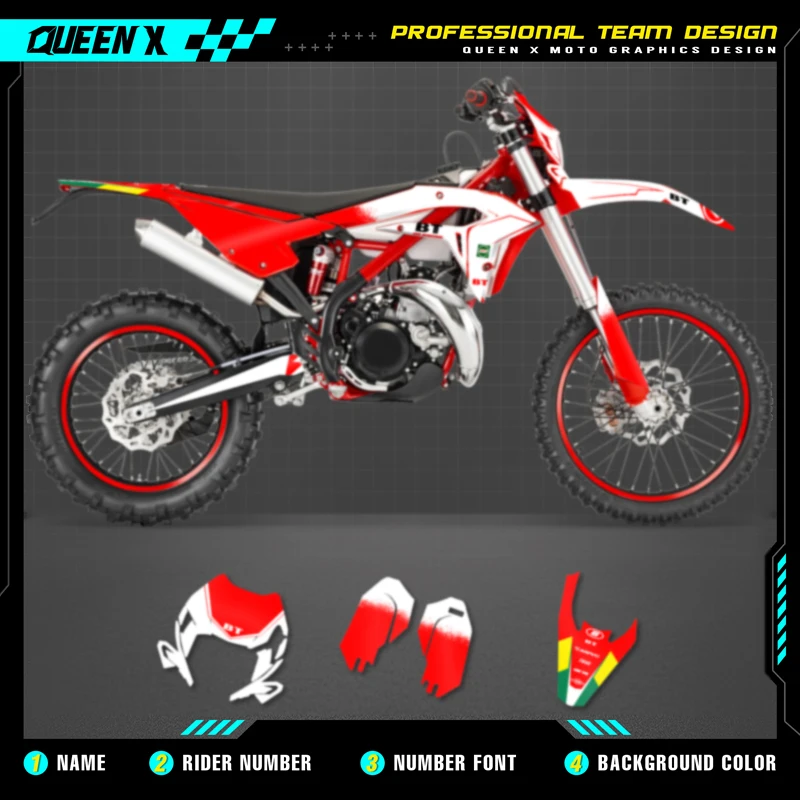 QUEEN X MOTO Motorcycle Team Graphics Decal & Sticker Kit For BETA RR 2023 2024 2025 BETA XTRAINER 250 300 002