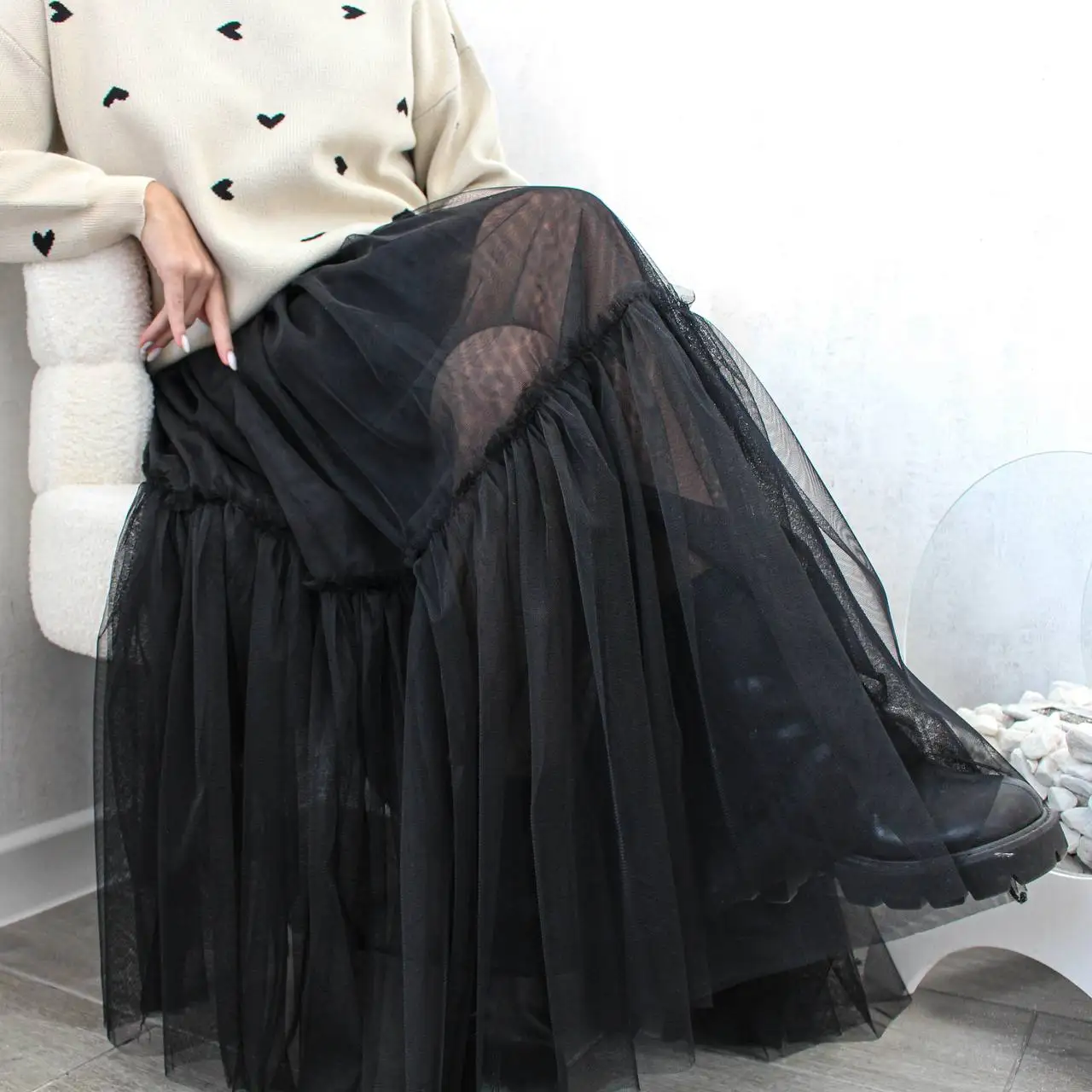 Hirsionsan Pleated Cake Skirts Women 2024 New Korean Harajuku Sweet Lace Skirt Ladies Elegant Party Ball Gown Female Mesh Skirt