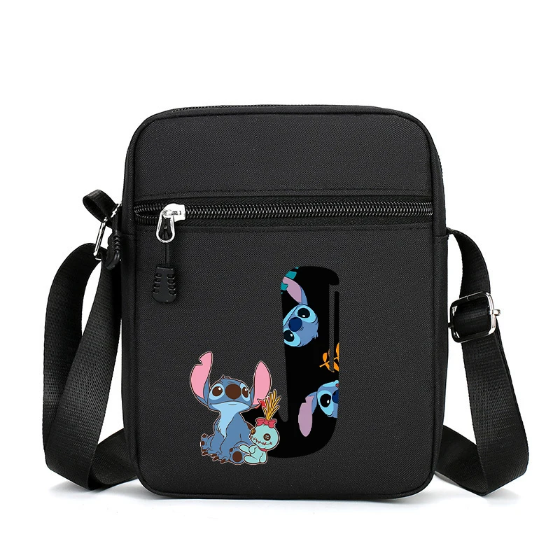 만화 스티치 메신저 백 A-Z 알파벳 소녀 옥스포드 천 야외 스포츠 휴대폰 가방 소년 핸드백 애니메이션 귀여운 숄더백