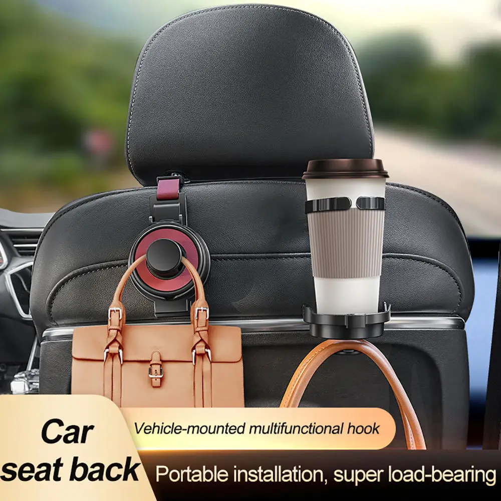 3 in 1 Car Headrest Cup Holder and Hook Multifunctional Cup Holder and Cell Phone Holder Car Headrest Hooks Car Accessories