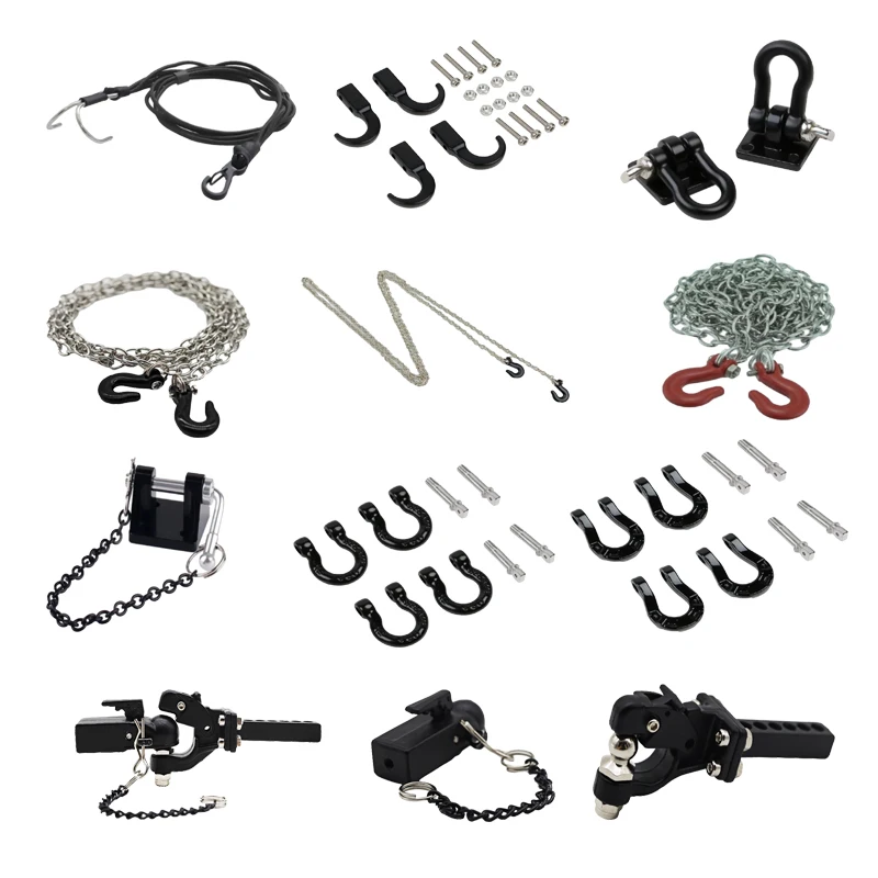 RCGOFOLLOW 1/10 Metal Tow Hook Trailer Rope Chain Trailer shackle for RC Crawler Car Axial SCX10 Traxxas TRX4 Tamiya CC01