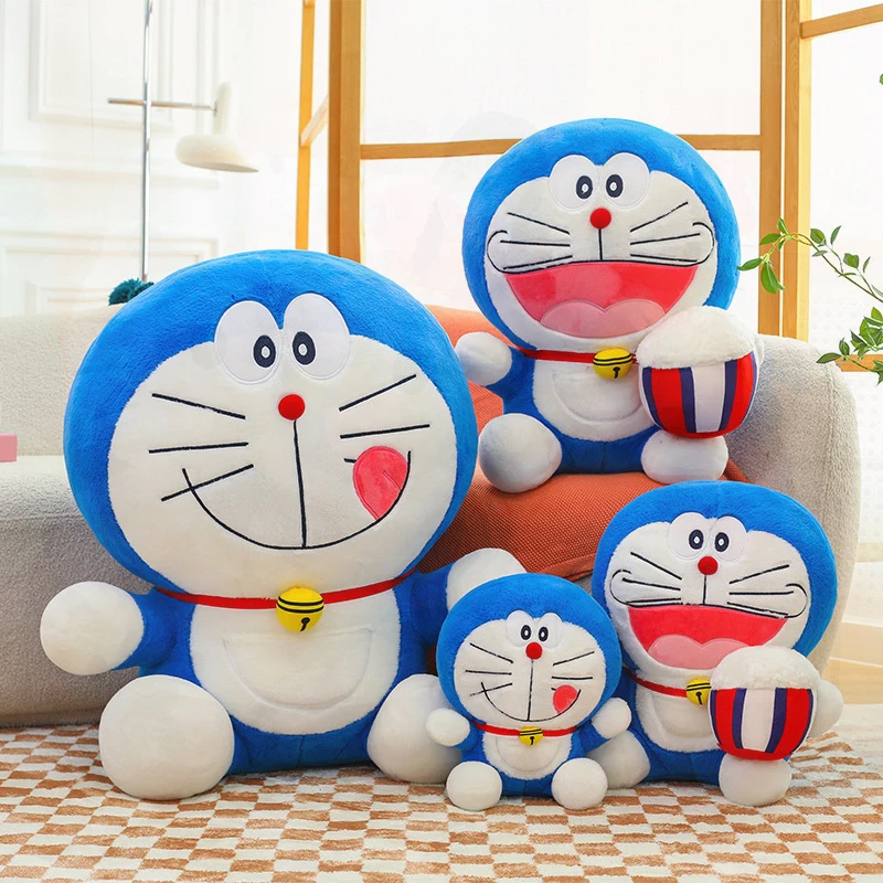 Cute Cartoon Jingle Cat Plush Toy Inspired by Doraemon Blue Fat Kitten Stuffed Animal for Kids Birthday Gift Soft Huggable
