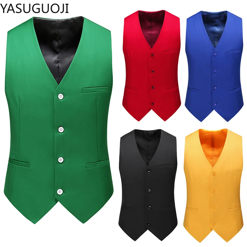 YASUGUOJI New Wedding Dress High-quality Men's Fashion Design Suit Vest Plus Size Men's Business Casual Suit Vest 15-colors