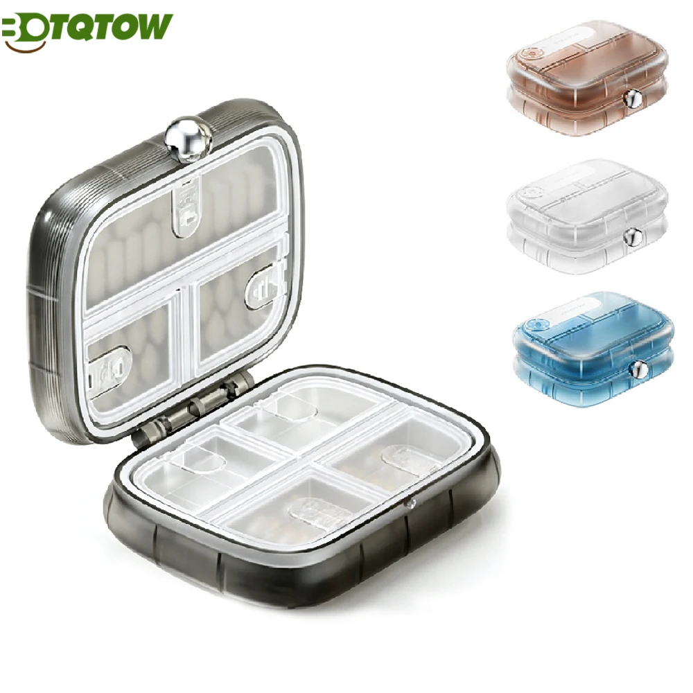 Weekly Pill Organizer 7 Compartments Moisture Proof Travel Case,Portable Vitamin Holder Compact Supplement Box for Purse &Pocket