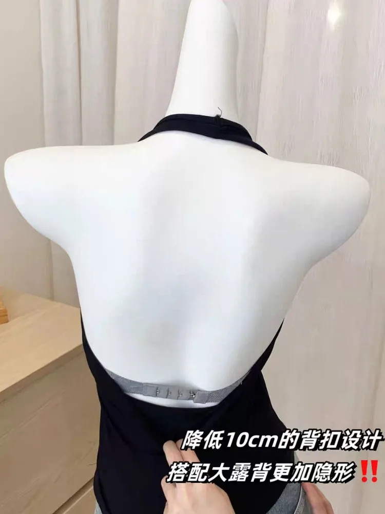 Rückenfreier Neckholder-BH im japanischen Stil für Damen, sexy nahtlose Dessous mit V-Ausschnitt für kleine Brüste, bequemes Bralette für Mode