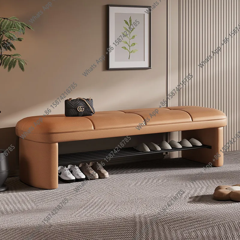 Italian light luxury  home door shoe rack, can sit on shoe stool, entrance entrance shoe stool, long strip sitting