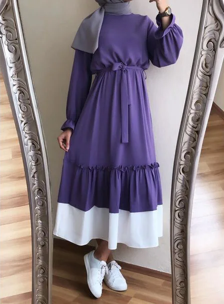 Islam Abaya Herbst frauen Kleid Nahen Osten Arabischen Mode Langarm Frische Und Süße Roben Neue Casual Lose Muslimischen Weibliche