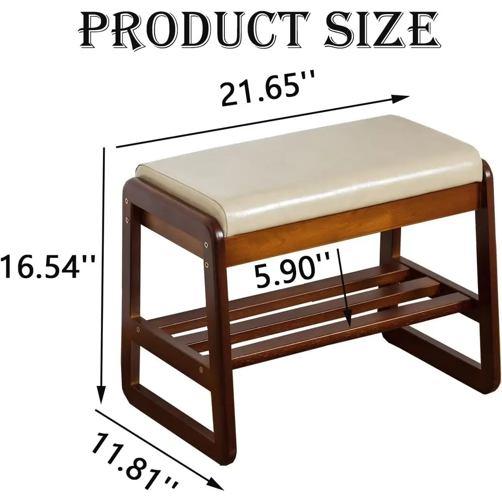 Grey 2-Tier Entryway Shoe Bench with Cushion and Flip-Open Storage, 21.65 Long