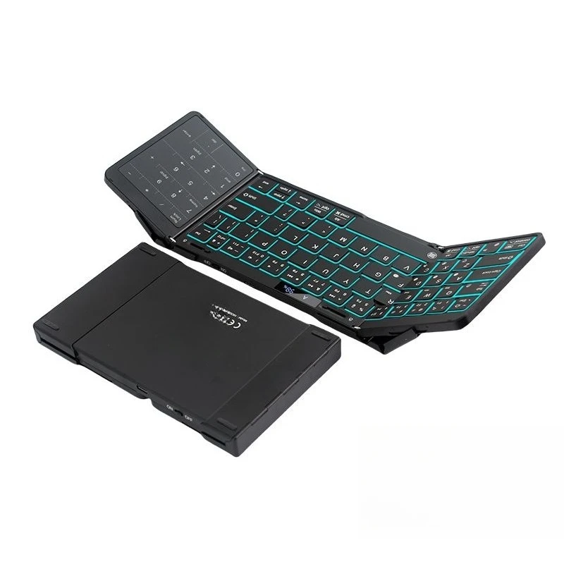 

Folding bluetooth keyboard, backlit portable digital touch metal ipad tablet phone, universal mouse