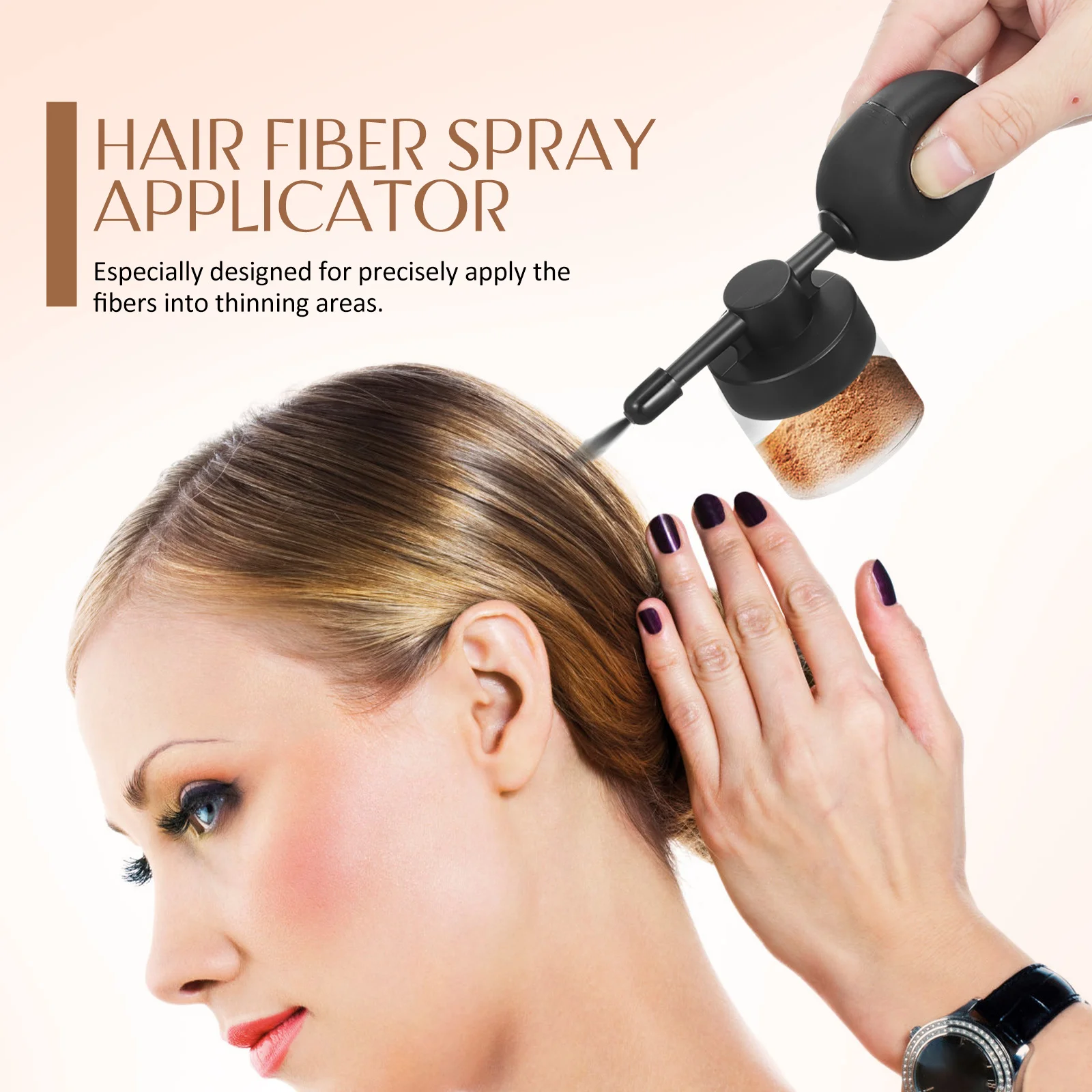 Aplicador de spray de fibras de construção para desbaste, perda de cabelo, aparência natural, dispensador de fibra, ferramenta de espessamento de cabelo, salão de beleza