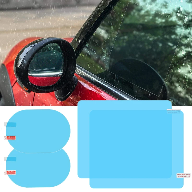 2Pcs Oval Square Round Car Rainproof Film Rearview Mirror protective Rain proof Anti fog Waterproof Film Car Protective Stickers