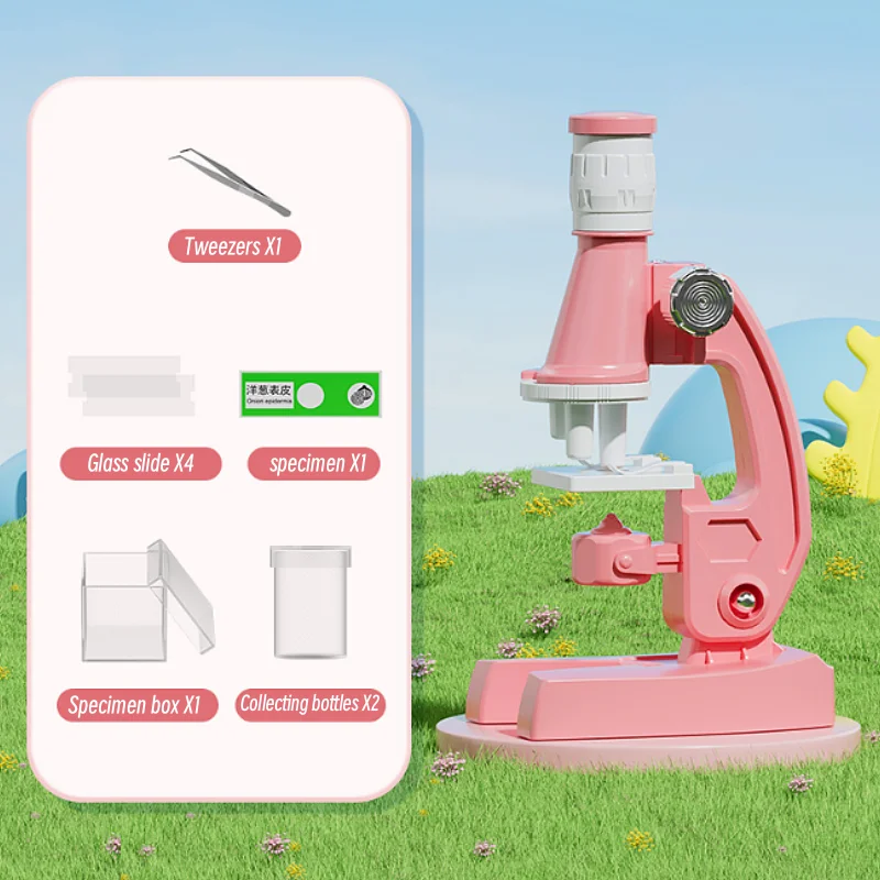 Muslimum Microscope Kit laboratorio Home School Science Education Toys regali biologici raffinati per bambini